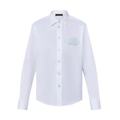 LOUIS VUITTON FW23 White Long Sleeve Shirt with Colorblock Print Design 1ABJKH