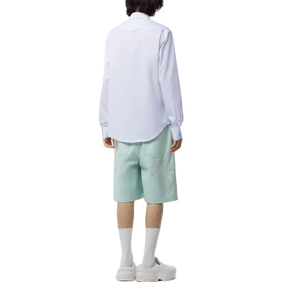 Shop 루이비통 FW23 화이트 컬러블록 프린트 디자인 긴팔 셔츠 1ABJKH