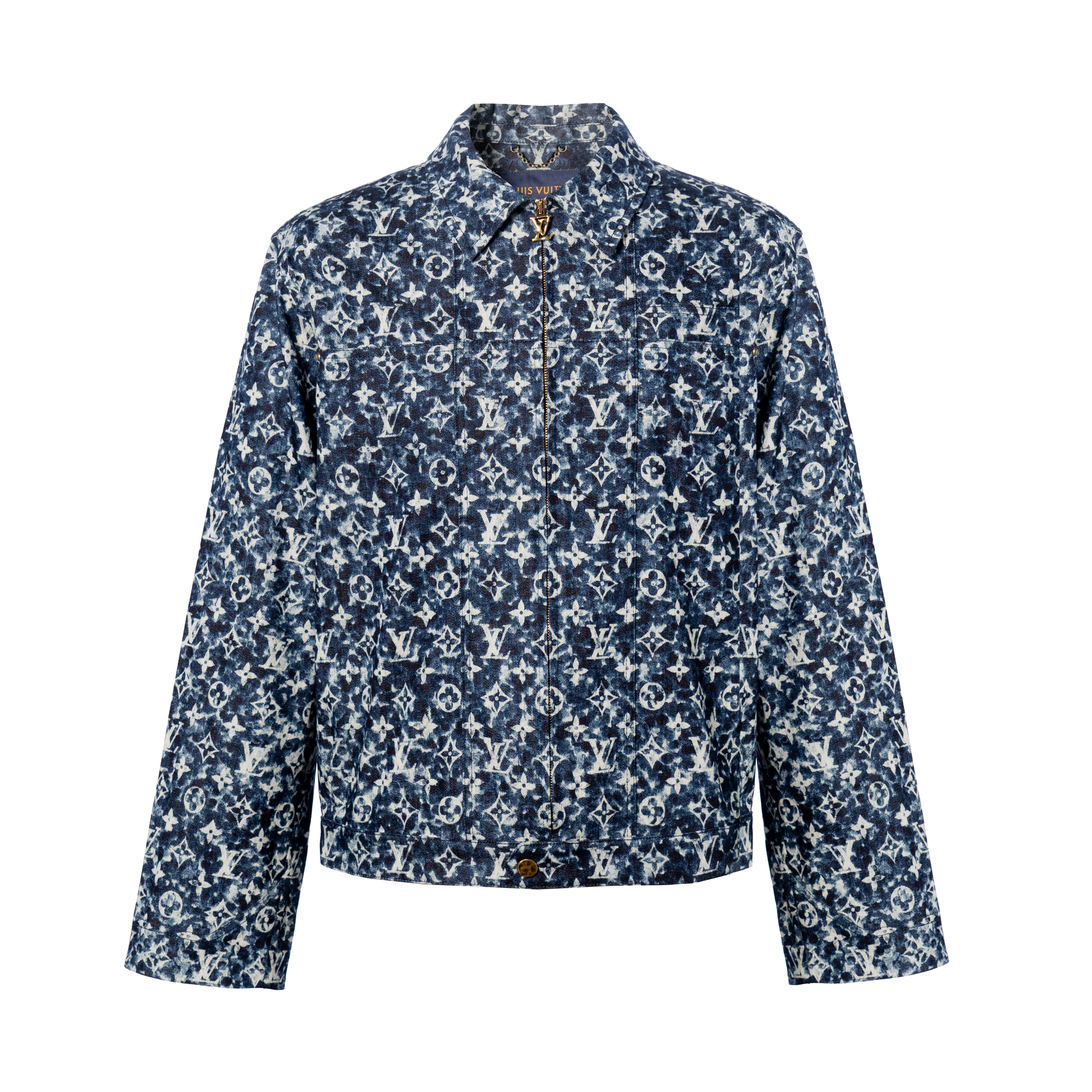 Buy 路易威登FW23蓝色满印Logo夹克. 1ABJAM