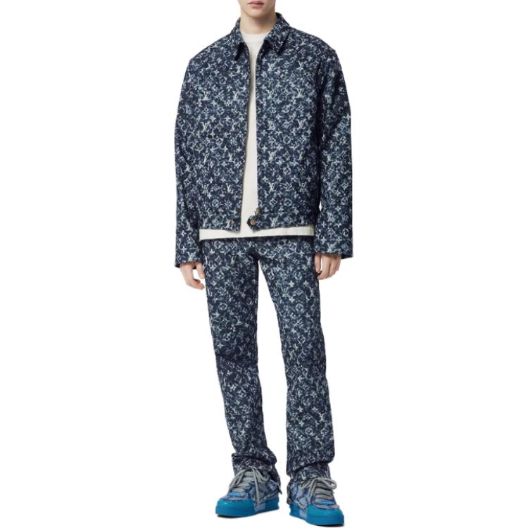 Shop 路易威登FW23蓝色满印Logo夹克. 1ABJAM