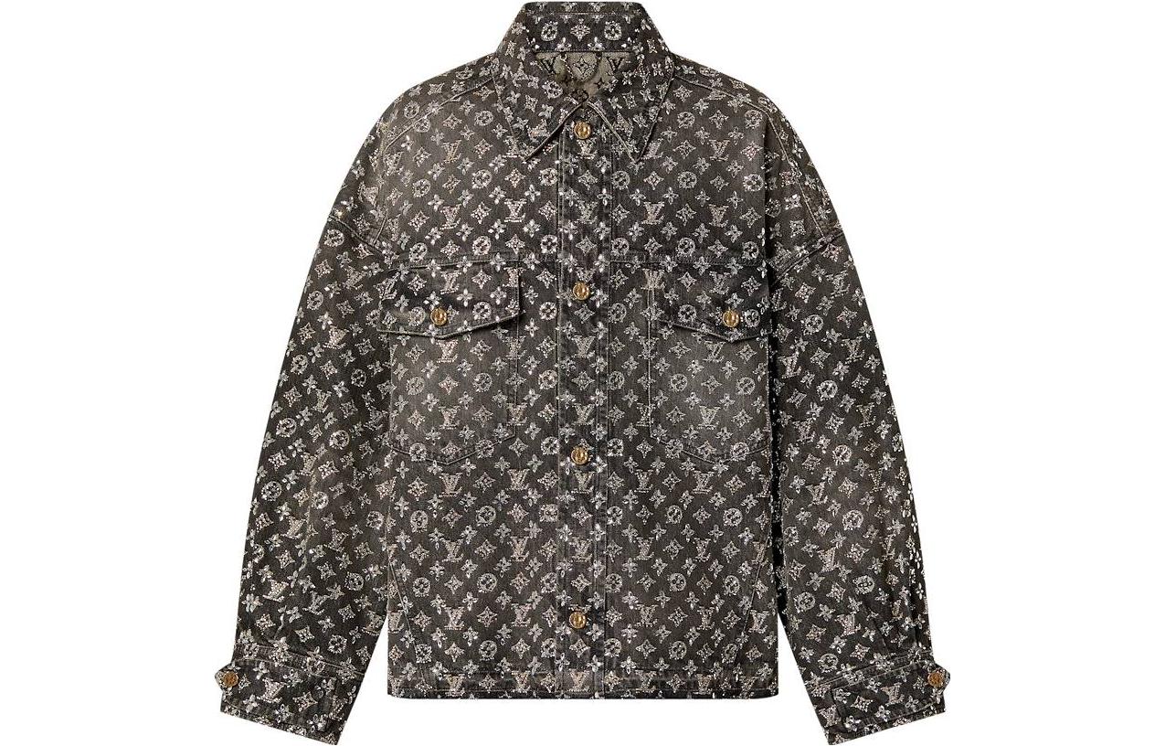 Louis Vuitton FW23 All Over Logo Denim Jacket Black Menswear 1ABY8Z