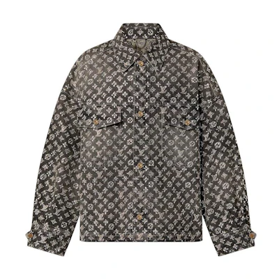 Louis Vuitton FW23 All Over Logo Denim Jacket Black Menswear 1ABY8Z