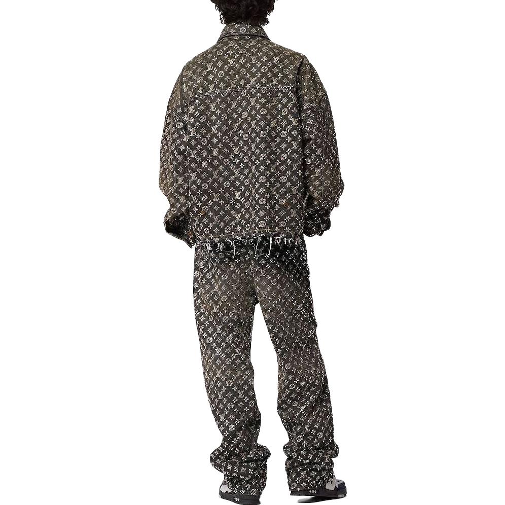 Shop 路易威登 FW23 全Logo牛仔外套 黑色 男裝 1ABY8Z