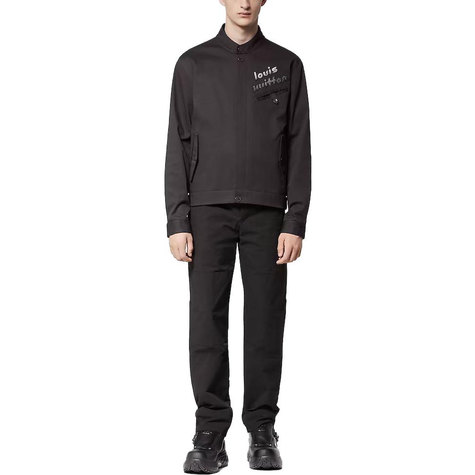 LOUIS VUITTON FW23 Black Logo Beaded Button Jacket  Outerwear 1ABXSP 圖 3