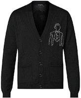 LOUIS VUITTON FW23 Black Logo Embroidered Knit Cardigan Long Sleeve 1AFAOL LOUIS VUITTON FW23 Black Logo Embroidered Knit Cardigan Long Sleeve 1AFAOL