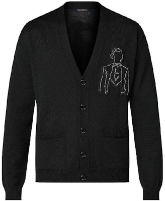 ルイヴィトン FW23 ブラック ロゴ刺繍 ニットカーディガン 長袖 1AFAOL Order ルイヴィトン FW23 ブラック ロゴ刺繍 ニットカーディガン 長袖 1AFAOL