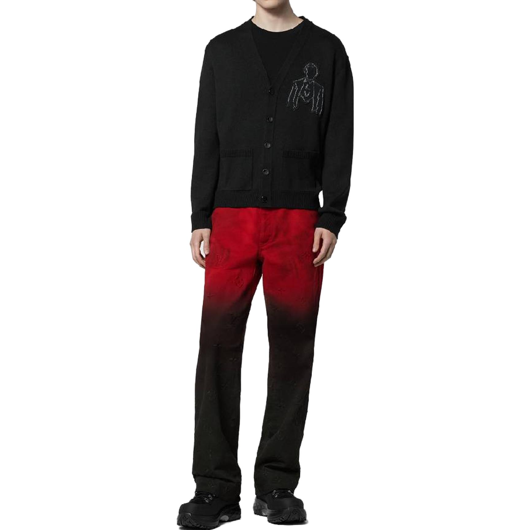 Lookbook ルイヴィトン FW23 ブラック ロゴ刺繍 ニットカーディガン 長袖 1AFAOL