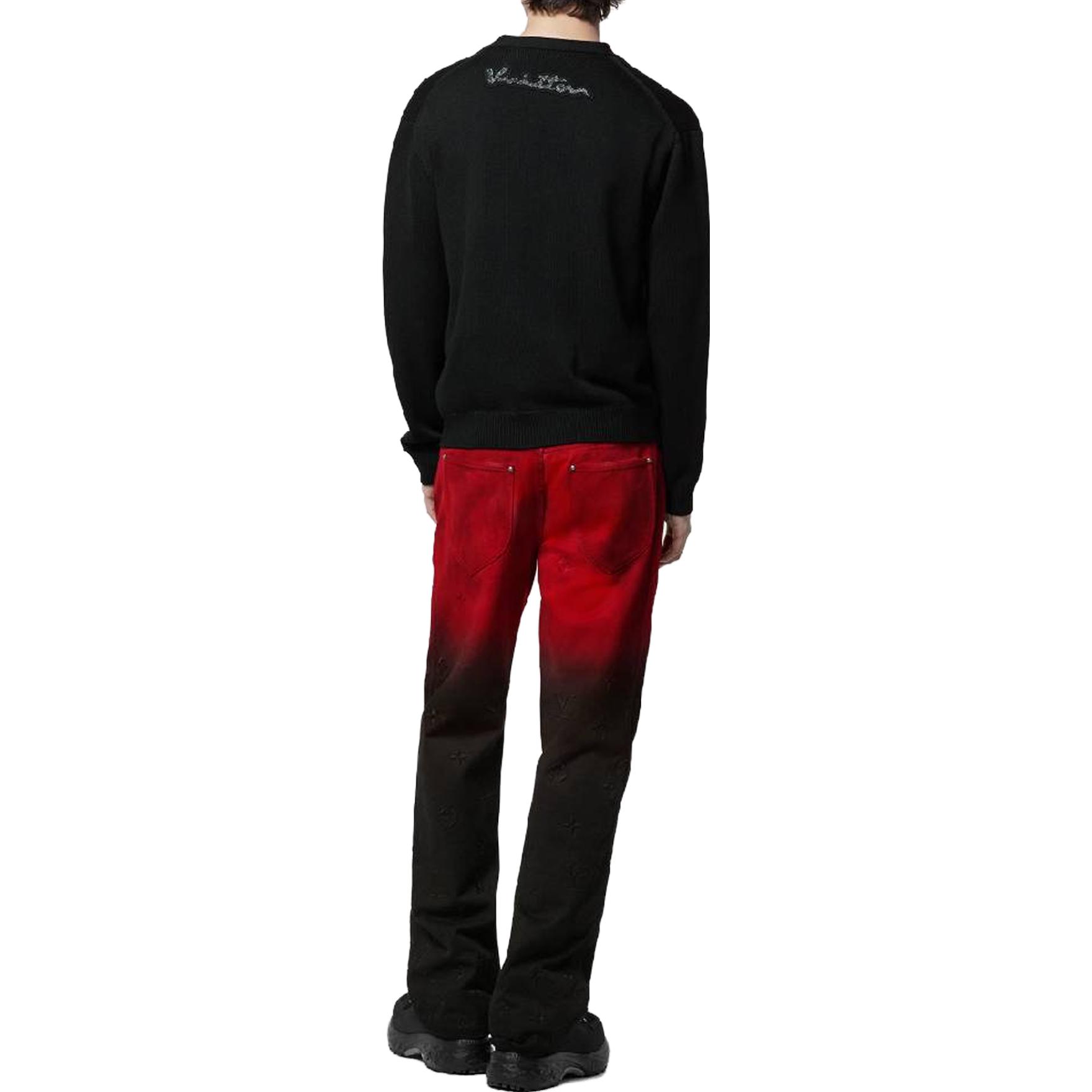 Shop ルイヴィトン FW23 ブラック ロゴ刺繍 ニットカーディガン 長袖 1AFAOL