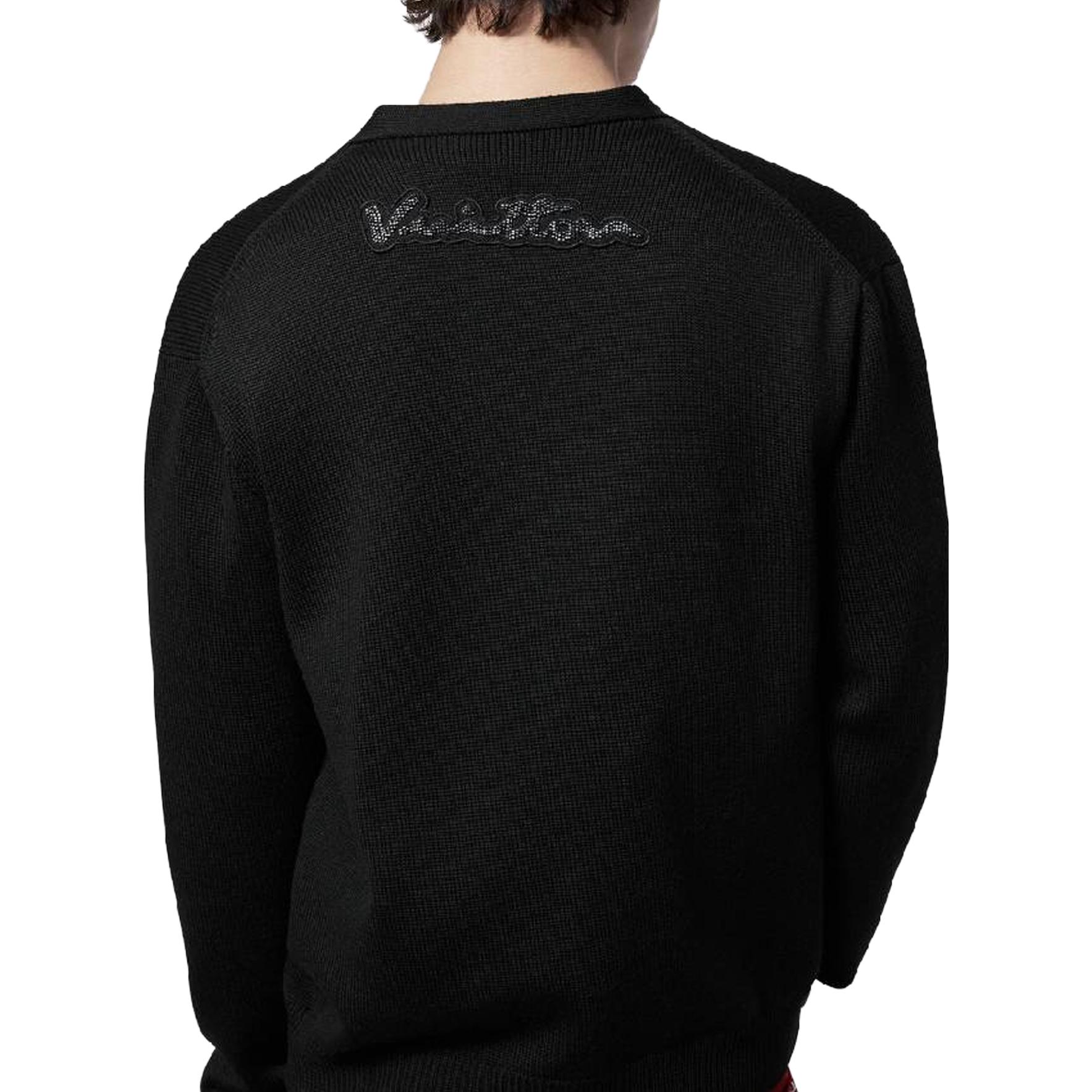 Purchase ルイヴィトン FW23 ブラック ロゴ刺繍 ニットカーディガン 長袖 1AFAOL