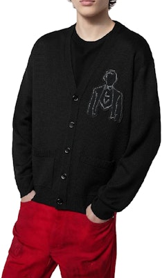 ルイヴィトン FW23 ブラック ロゴ刺繍 ニットカーディガン 長袖 1AFAOL Details for ルイヴィトン FW23 ブラック ロゴ刺繍 ニットカーディガン 長袖 1AFAOL