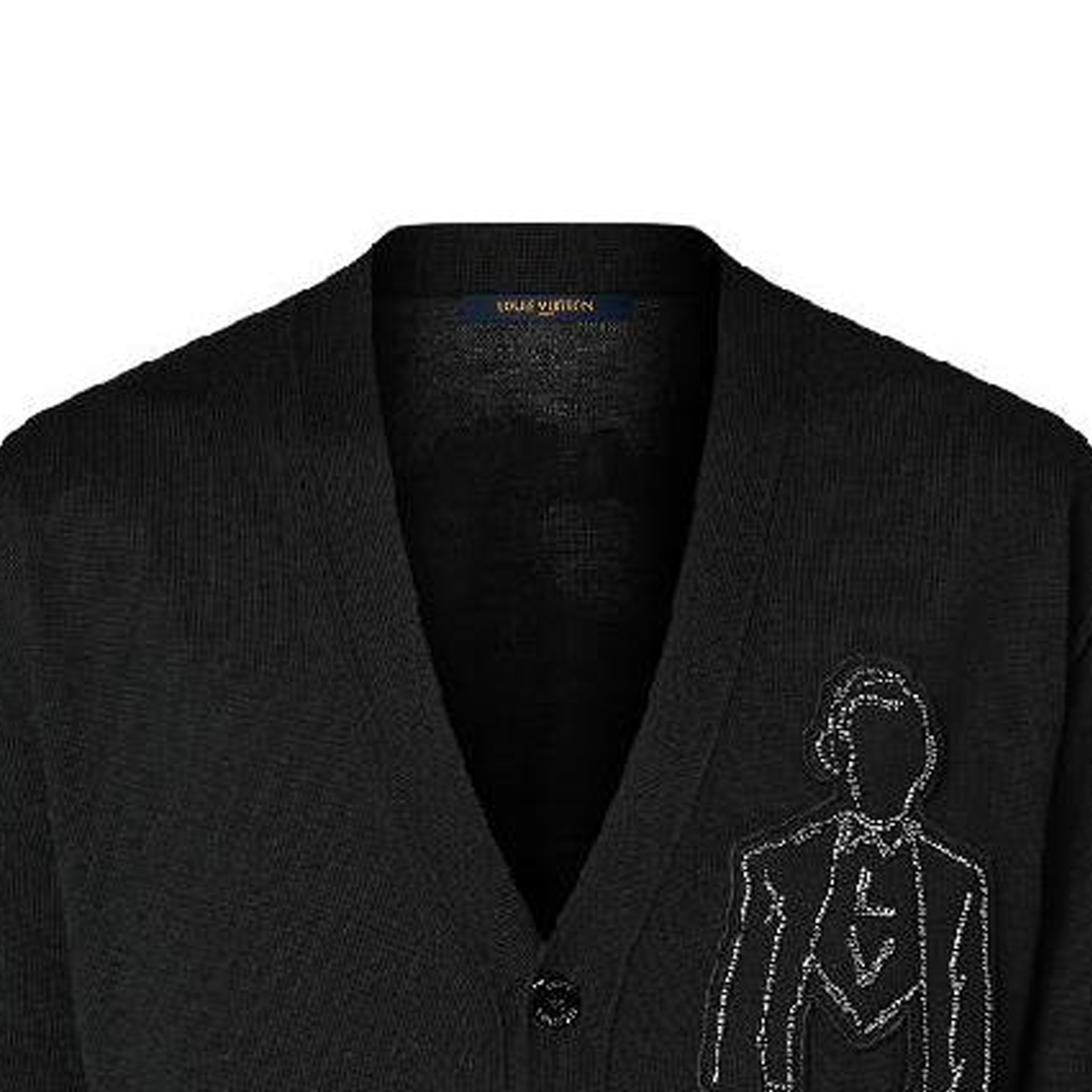 Sizing ルイヴィトン FW23 ブラック ロゴ刺繍 ニットカーディガン 長袖 1AFAOL