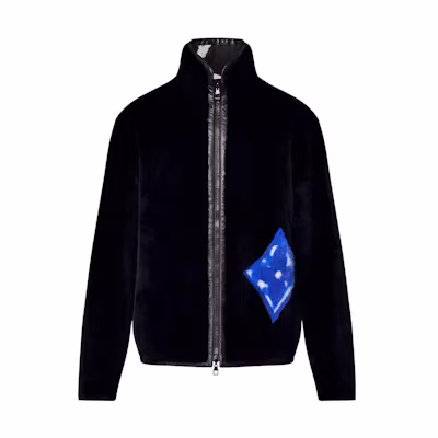 Louis Vuitton FW23 Black Logo Mink Fur High-Neck Zip Jacket 1AFAK4