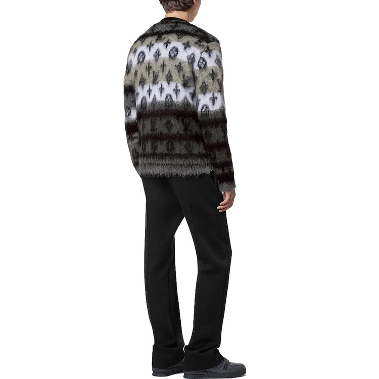 Purchase LOUIS VUITTON FW23 Black V-Neck Logo Knit Cardigan  Long Sleeve Sweater 1AF342