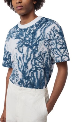 LOUIS VUITTON FW23 Kaos Pria Biru Jacquard Monogram Crewneck Lengan Pendek 1ABJ9O Details for LOUIS VUITTON FW23 Kaos Pria Biru Jacquard Monogram Crewneck Lengan Pendek 1ABJ9O