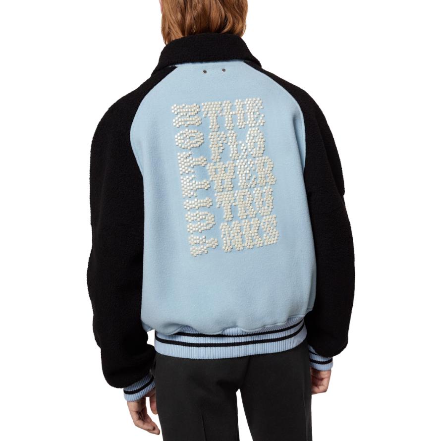 LOUIS VUITTON FW23 Blue Logo Striped Embroidered Baseball Jacket for Men. 1AFAJ4 圖 5