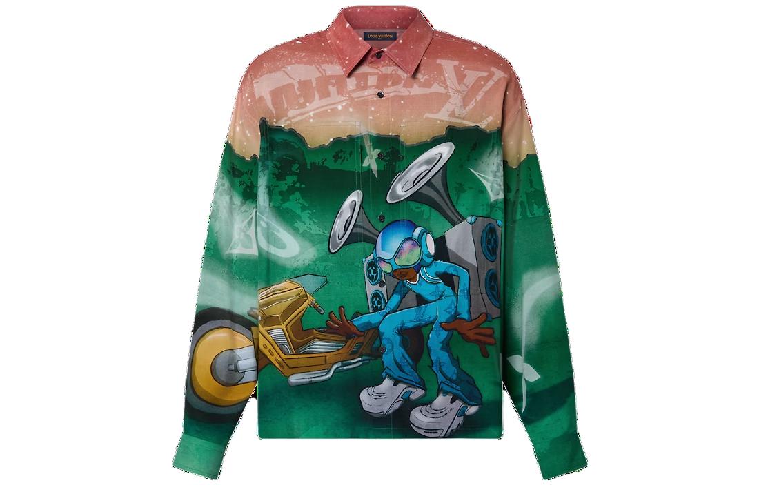 LOUIS VUITTON FW23 Cartoon Logo Print Loose Fit Long Sleeve Shirt Multicolor Men 1ABJ0I