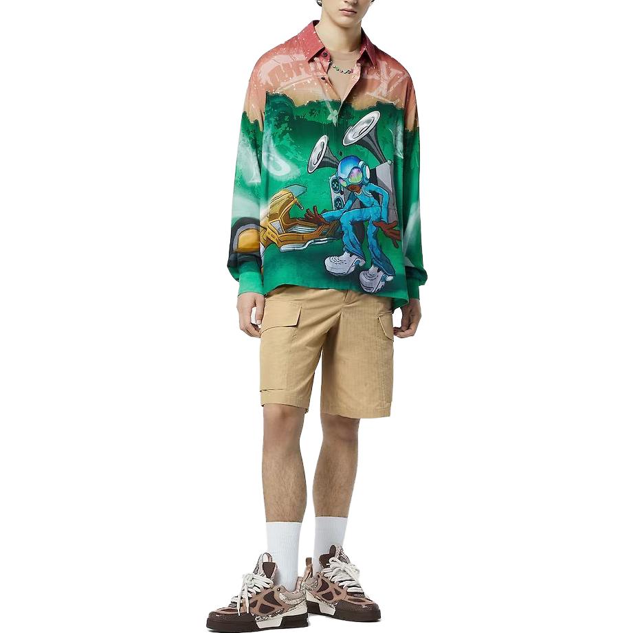 Lookbook Camiseta de Manga Larga LOUIS VUITTON FW23 Logo de Caricatura Multicolor Hombre 1ABJ0I