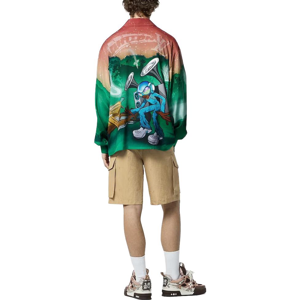 Shop Camiseta de Manga Larga LOUIS VUITTON FW23 Logo de Caricatura Multicolor Hombre 1ABJ0I