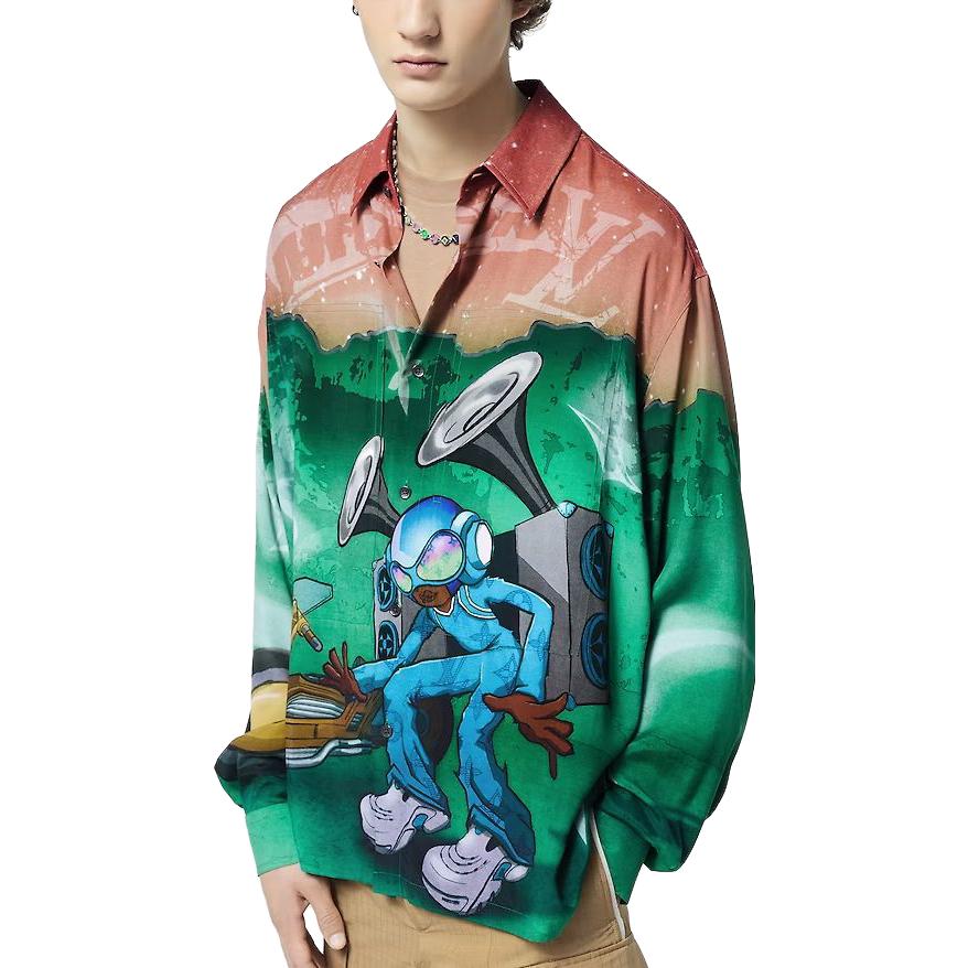 Details for Camiseta de Manga Larga LOUIS VUITTON FW23 Logo de Caricatura Multicolor Hombre 1ABJ0I