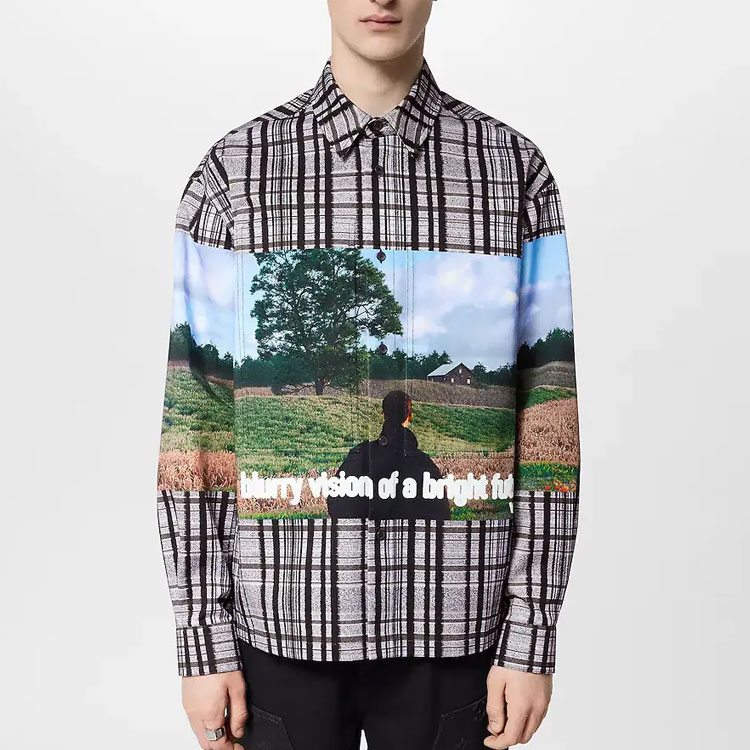 Purchase Camiseta LOUIS VUITTON FW23 de Cuadros Multicolor Manga Larga y Botones 1ABY24