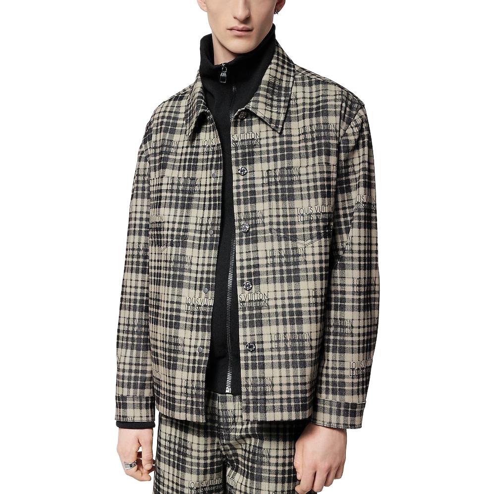 Lookbook LOUIS VUITTON FW23 Checkered Logo Monogram Button-Up Casual Long Sleeve Shirt Men 1ABY9I