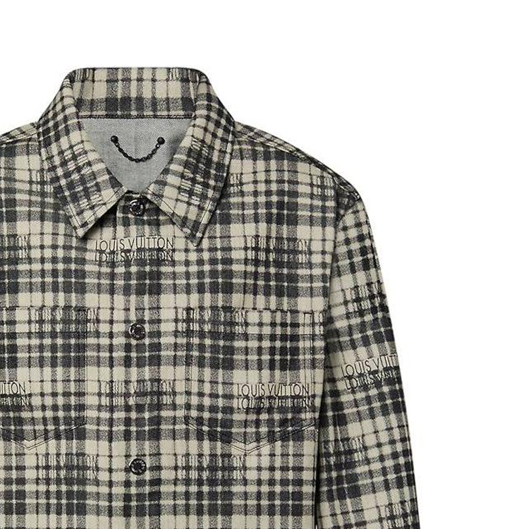 Details for LOUIS VUITTON FW23 Checkered Logo Monogram Button-Up Casual Long Sleeve Shirt Men 1ABY9I