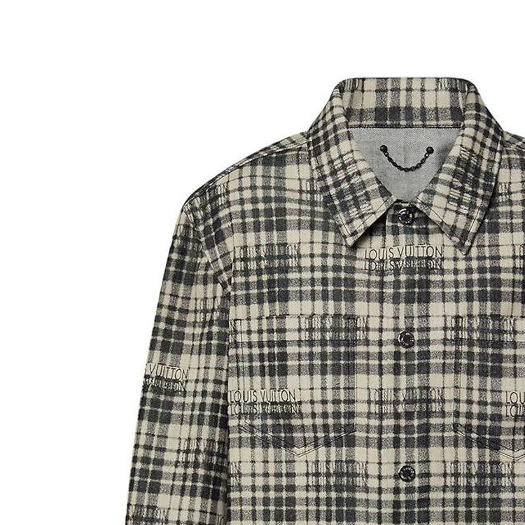 Sizing LOUIS VUITTON FW23 Checkered Logo Monogram Button-Up Casual Long Sleeve Shirt Men 1ABY9I