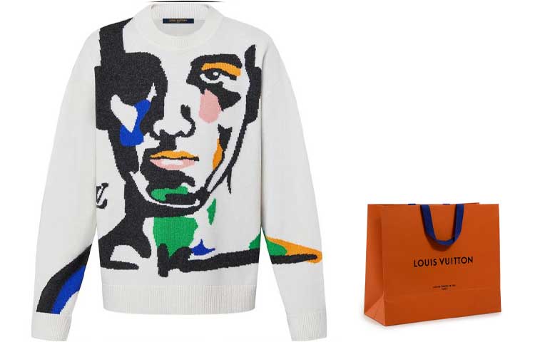 Lookbook 路易威登 FW23 拼色提花白色男士针织圆领毛衣 1ABXY7