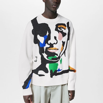 路易威登 FW23 拼色提花白色男士针织圆领毛衣 1ABXY7 Purchase 路易威登 FW23 拼色提花白色男士针织圆领毛衣 1ABXY7