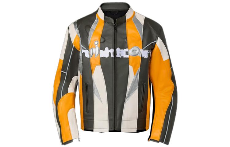 LOUIS VUITTON FW23 Colorblock Leather Jacket Men Multicolor. 1ABZIP,1ABZIN,1ABZIQ