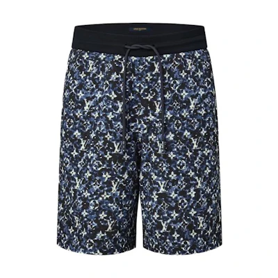 LOUIS VUITTON FW23 Colorblock Logo Print Drawstring Shorts Blue Mens. 1ABJ9H