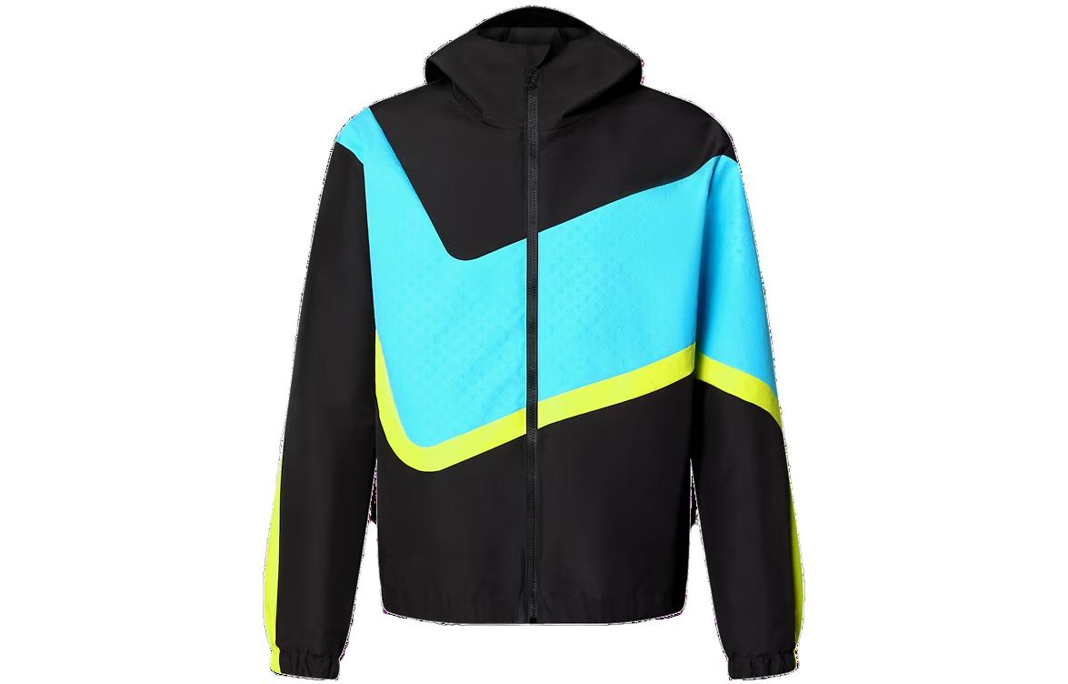 Louis Vuitton FW23 Colorblock Logo Print Hooded Zip Jacket Black () 1ABJ6C