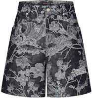 LOUIS VUITTON FW23 Floral Print Mid-Rise Straight Denim Shorts Black Mens. 1AFQFR LOUIS VUITTON FW23 Floral Print Mid-Rise Straight Denim Shorts Black Mens. 1AFQFR