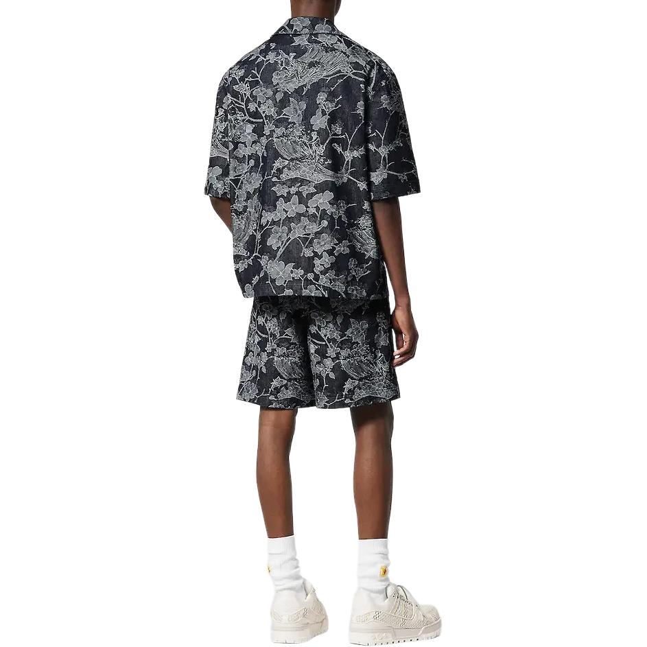 LOUIS VUITTON FW23 Floral Print Mid-Rise Straight Denim Shorts Black Mens. 1AFQFR 圖 4