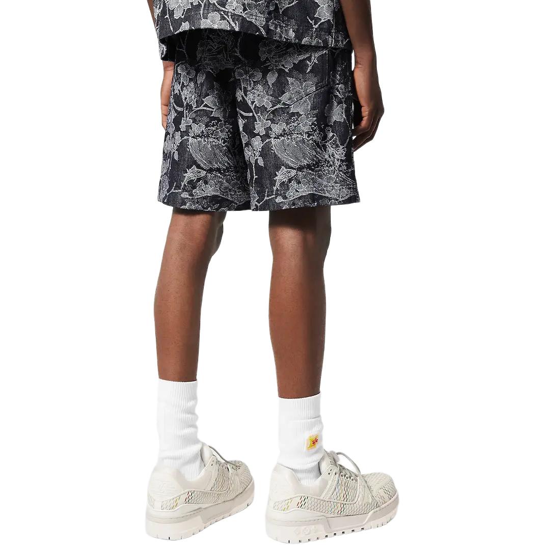 LOUIS VUITTON FW23 Floral Print Mid-Rise Straight Denim Shorts Black Mens. 1AFQFR 圖 6