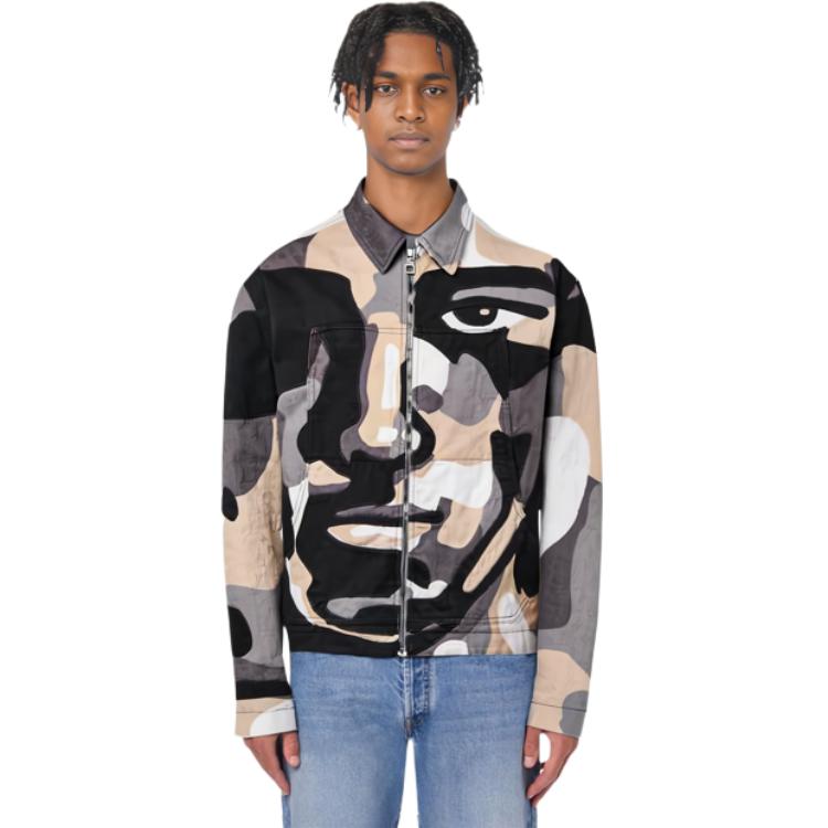 Lookbook LOUIS VUITTON FW23 Jaket Denim Geometric Portrait Multicolor Lelaki. 1ABYMP