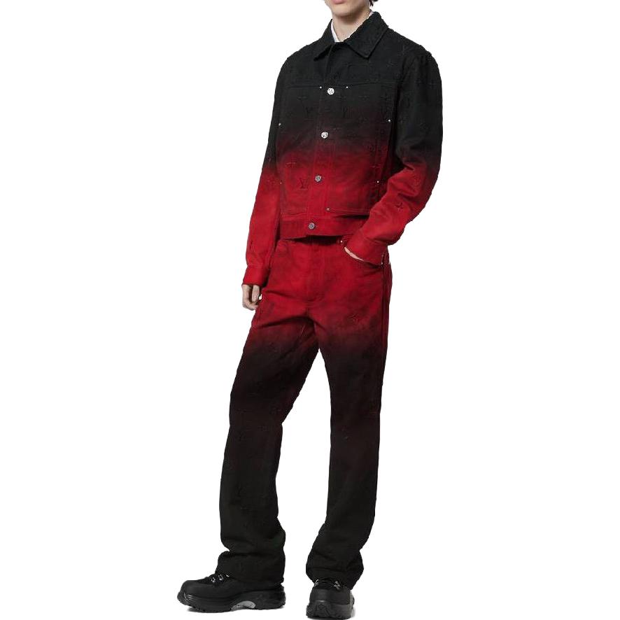 Shop Louis Vuitton FW23 Jaket Denim Gradasi Multicolor Lengan Panjang Kasual 1AF776