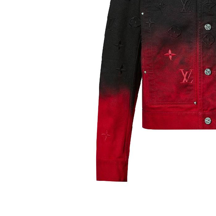 Cheap Louis Vuitton FW23 Jaket Denim Gradasi Multicolor Lengan Panjang Kasual 1AF776