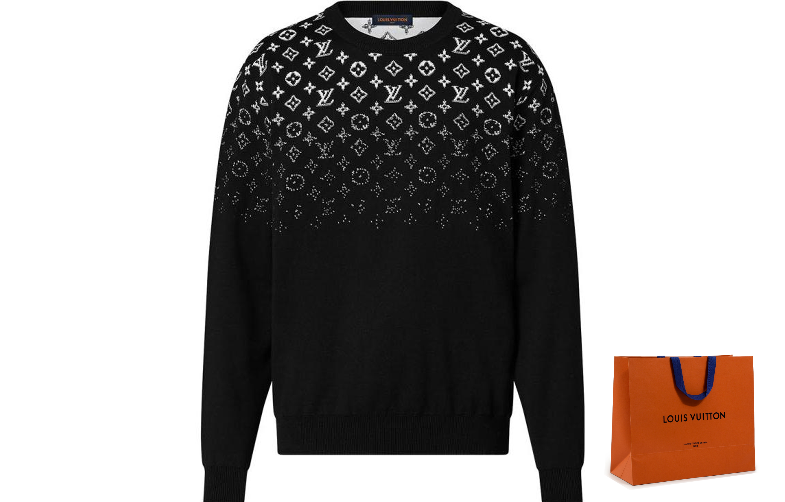 Lookbook Sudadera Louis Vuitton FW23 Logotipo Degradado Cuello Redondo. 1AFAPN