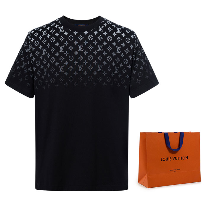 Shop Louis Vuitton FW23 Kaos Crewneck Logo Gradient Hitam Pria. 1AFBB4