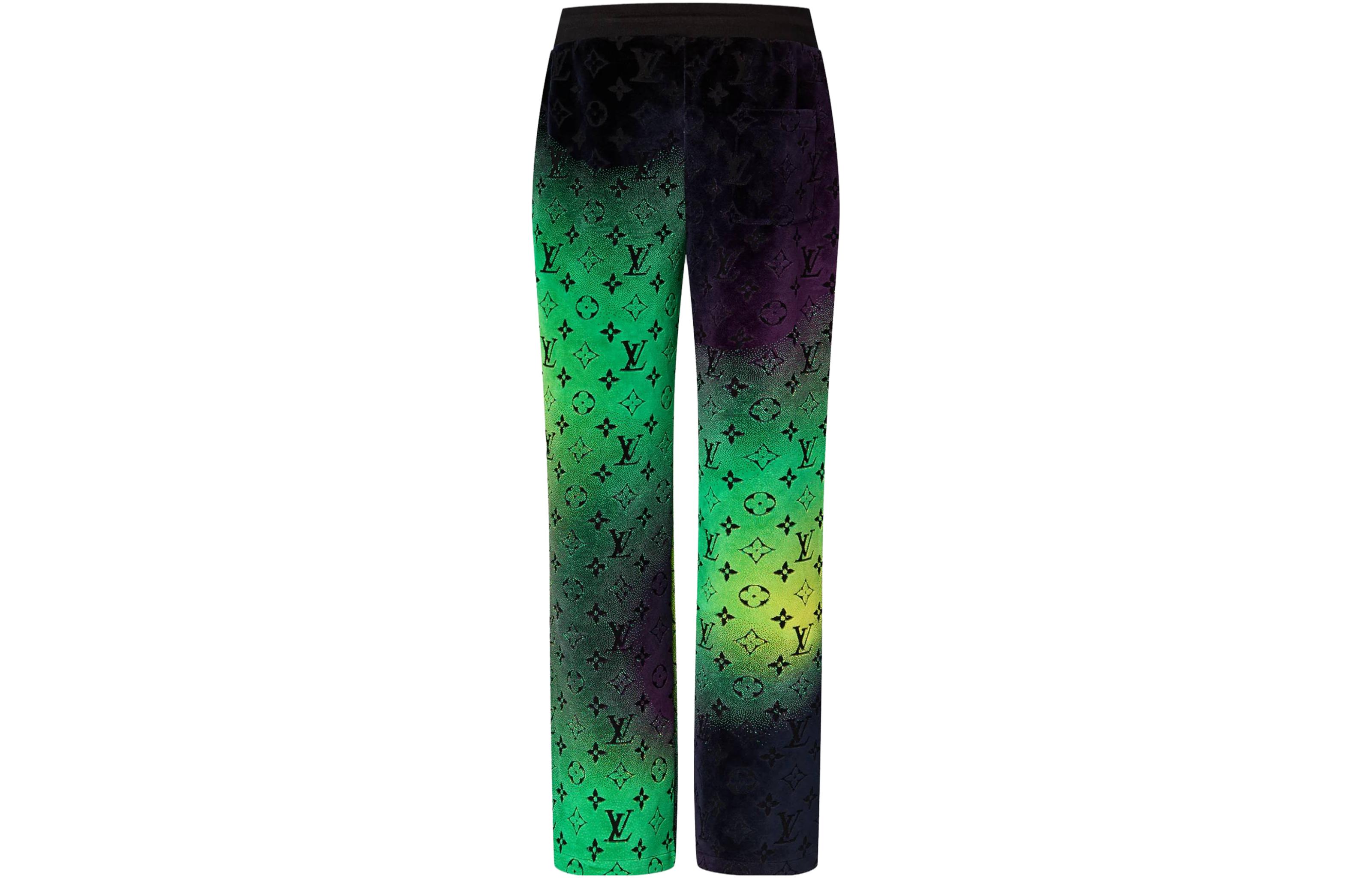 Lookbook 루이 비통 FW23 그라데이션 스트레이트핏 미드라이즈 캐주얼 팬츠 그린 남성용 1AFB76