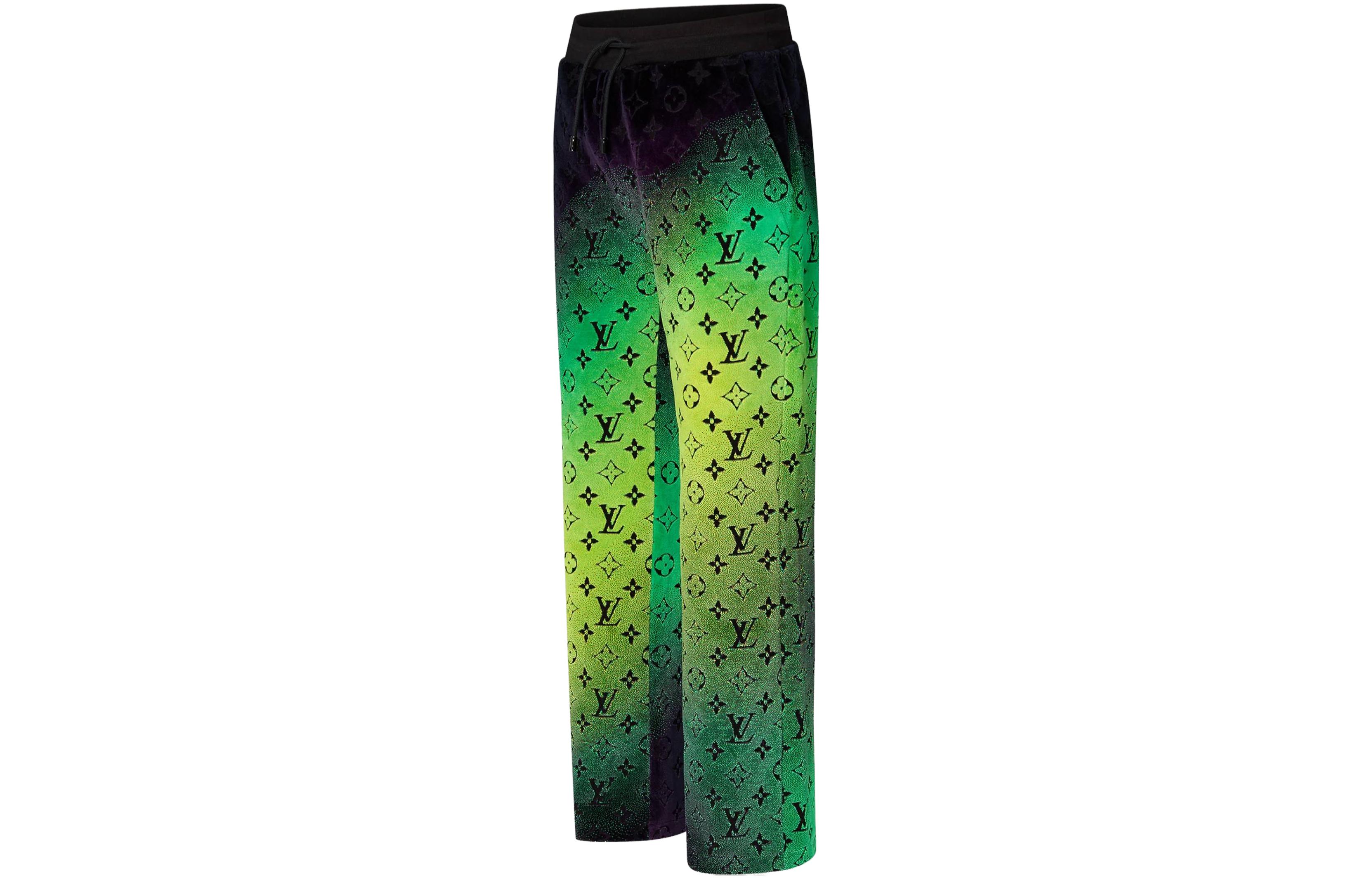 Shop 루이 비통 FW23 그라데이션 스트레이트핏 미드라이즈 캐주얼 팬츠 그린 남성용 1AFB76