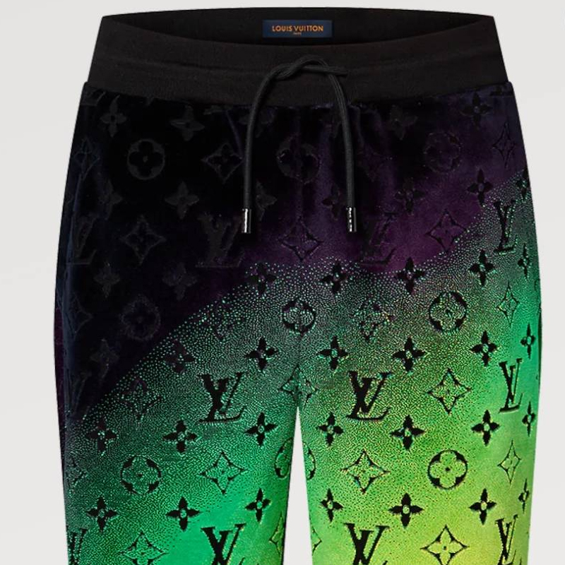 Purchase 루이 비통 FW23 그라데이션 스트레이트핏 미드라이즈 캐주얼 팬츠 그린 남성용 1AFB76