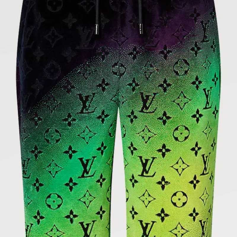 Details for 루이 비통 FW23 그라데이션 스트레이트핏 미드라이즈 캐주얼 팬츠 그린 남성용 1AFB76