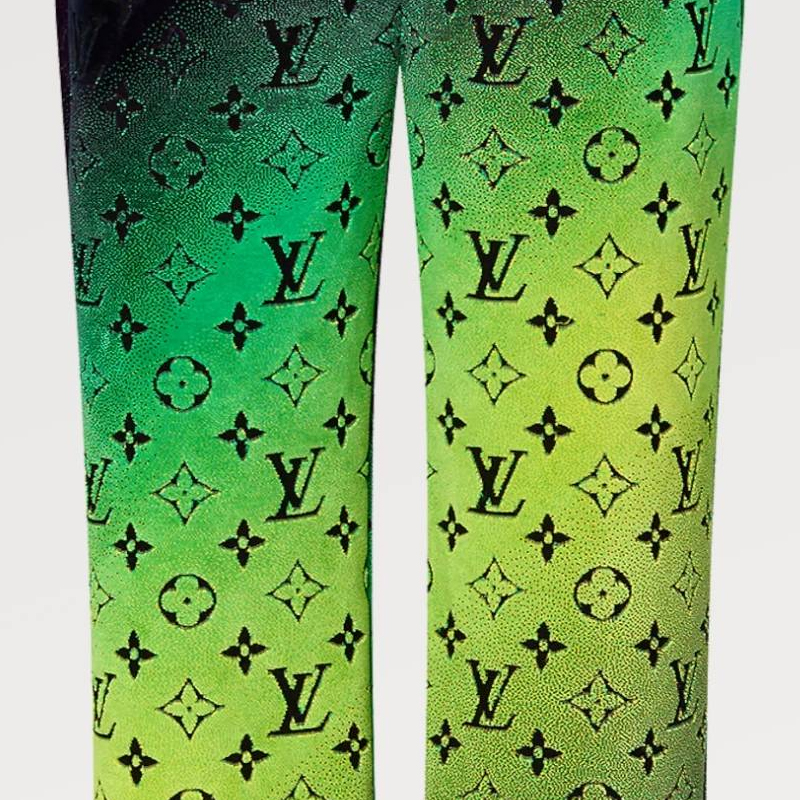 Sizing 루이 비통 FW23 그라데이션 스트레이트핏 미드라이즈 캐주얼 팬츠 그린 남성용 1AFB76