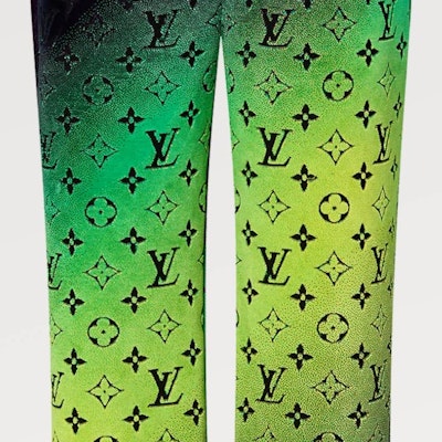 루이 비통 FW23 그라데이션 스트레이트핏 미드라이즈 캐주얼 팬츠 그린 남성용 1AFB76 Sizing 루이 비통 FW23 그라데이션 스트레이트핏 미드라이즈 캐주얼 팬츠 그린 남성용 1AFB76