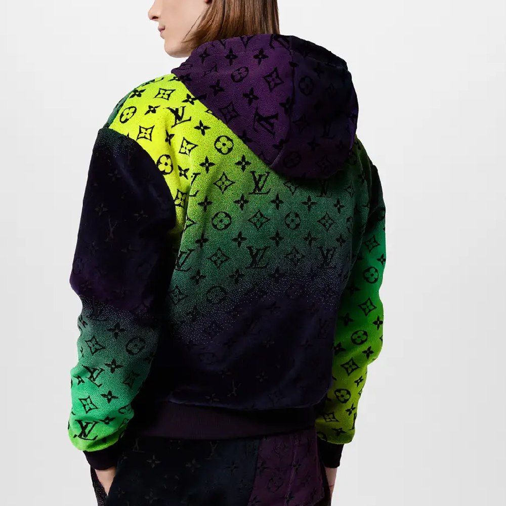 Purchase LOUIS VUITTON FW23 Gradient Zip-Up Hoodie Hijau Lengan Panjang 1AFB60