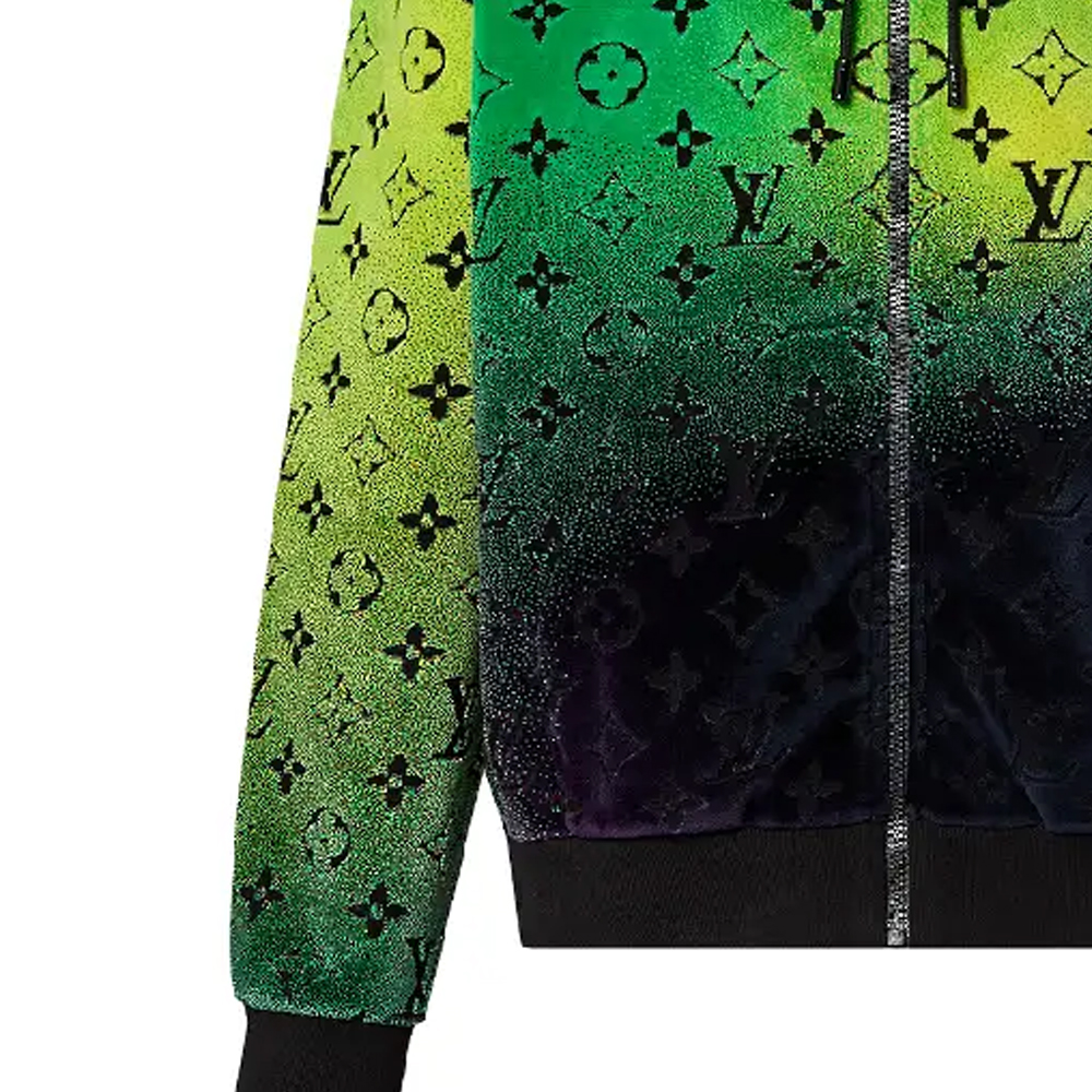 Sizing LOUIS VUITTON FW23 Gradient Zip-Up Hoodie Hijau Lengan Panjang 1AFB60