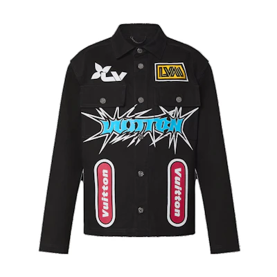 LOUIS VUITTON FW23 Graffiti Logo Single-Breasted Jacket Black Coat 1ABJ7Y