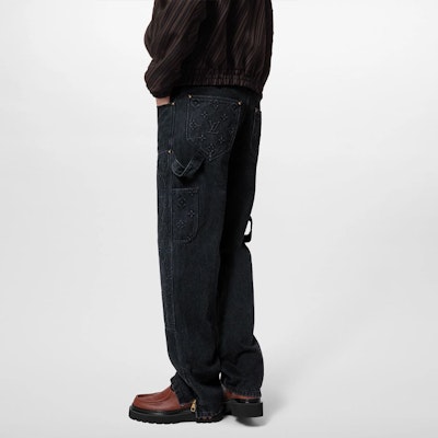 ルイ・ヴィトン FW23 グラフィックプリント ストレートジップ メンズカジュアルジーンズ ブラック 1AFADD Purchase ルイ・ヴィトン FW23 グラフィックプリント ストレートジップ メンズカジュアルジーンズ ブラック 1AFADD